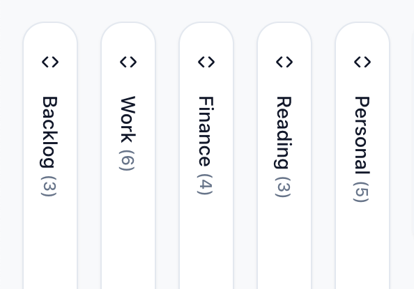 Screenshot of collapsible column interface